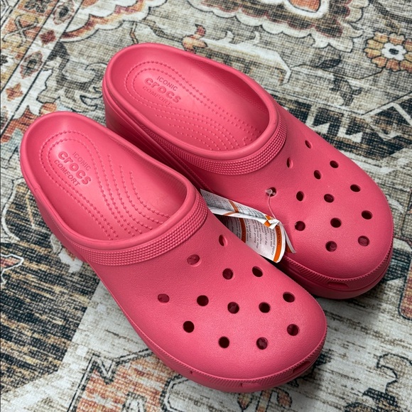 NWOT Crocs Classic Siren Platform Clogs Hyper Pink - Picture 5 of 9